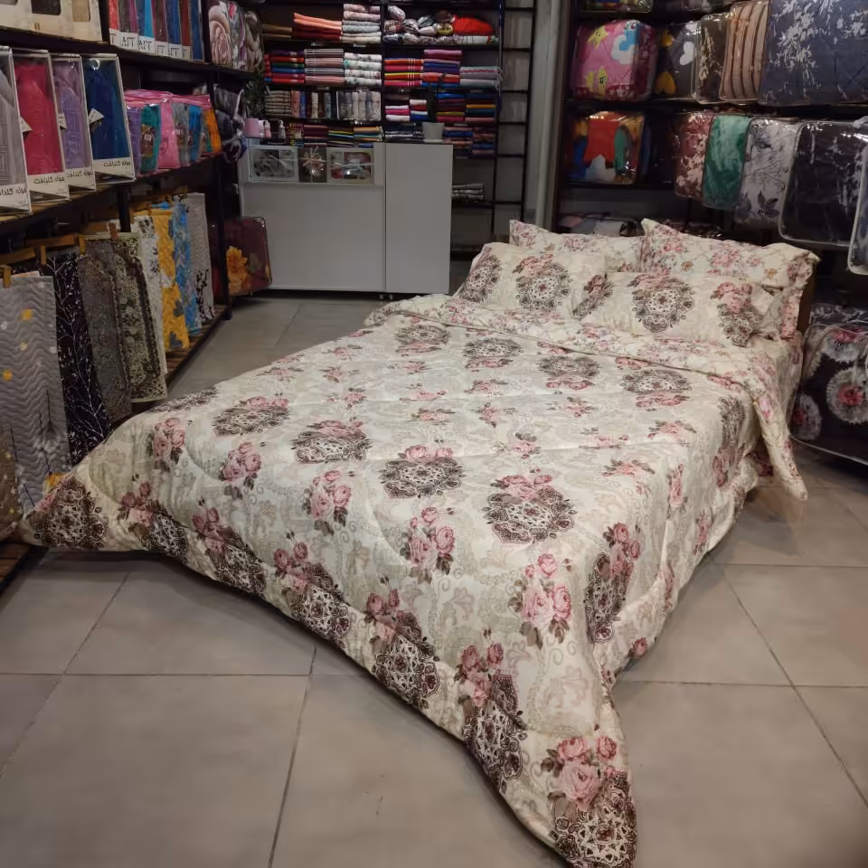 سرویس رو تختی دو نفره 6 تیکه دورو طرح گل جنس میکرو فایبر  عالی