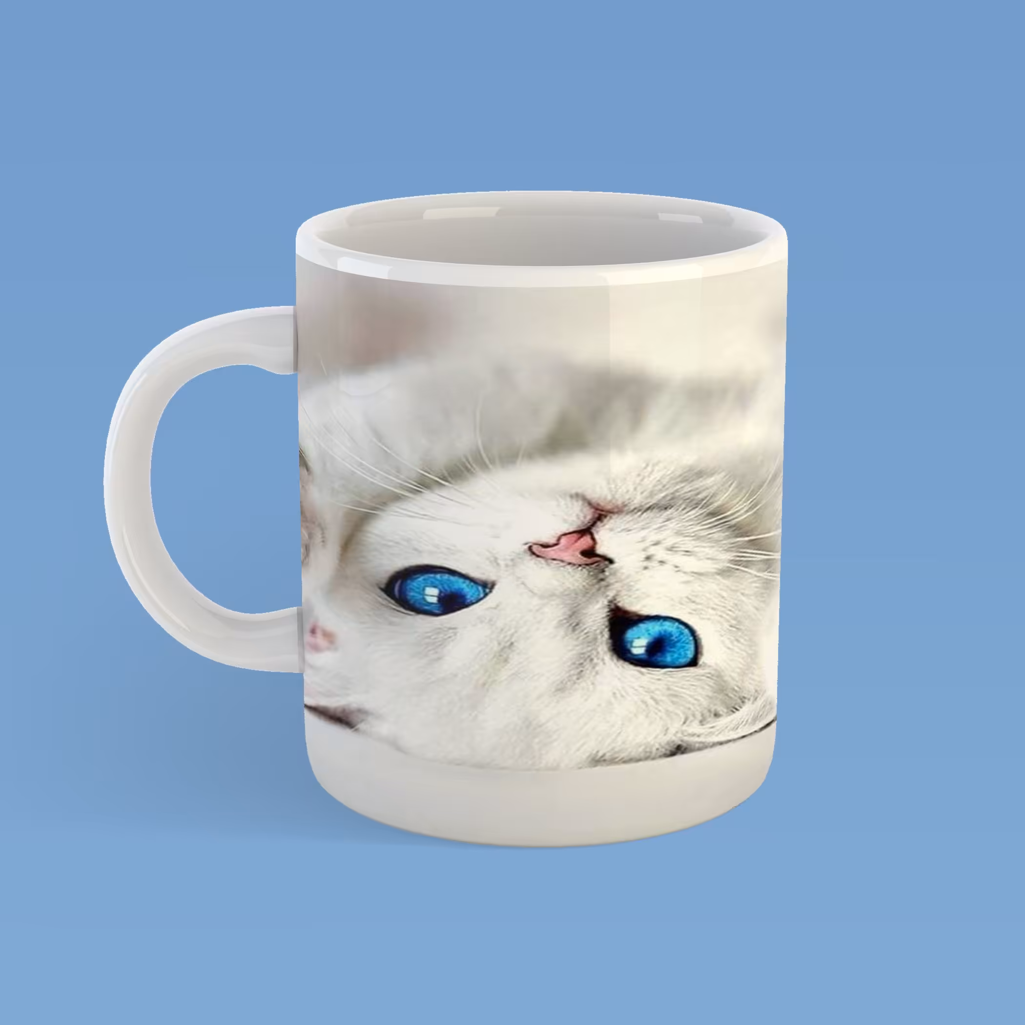 ماگ طرح گربه سفید کد067