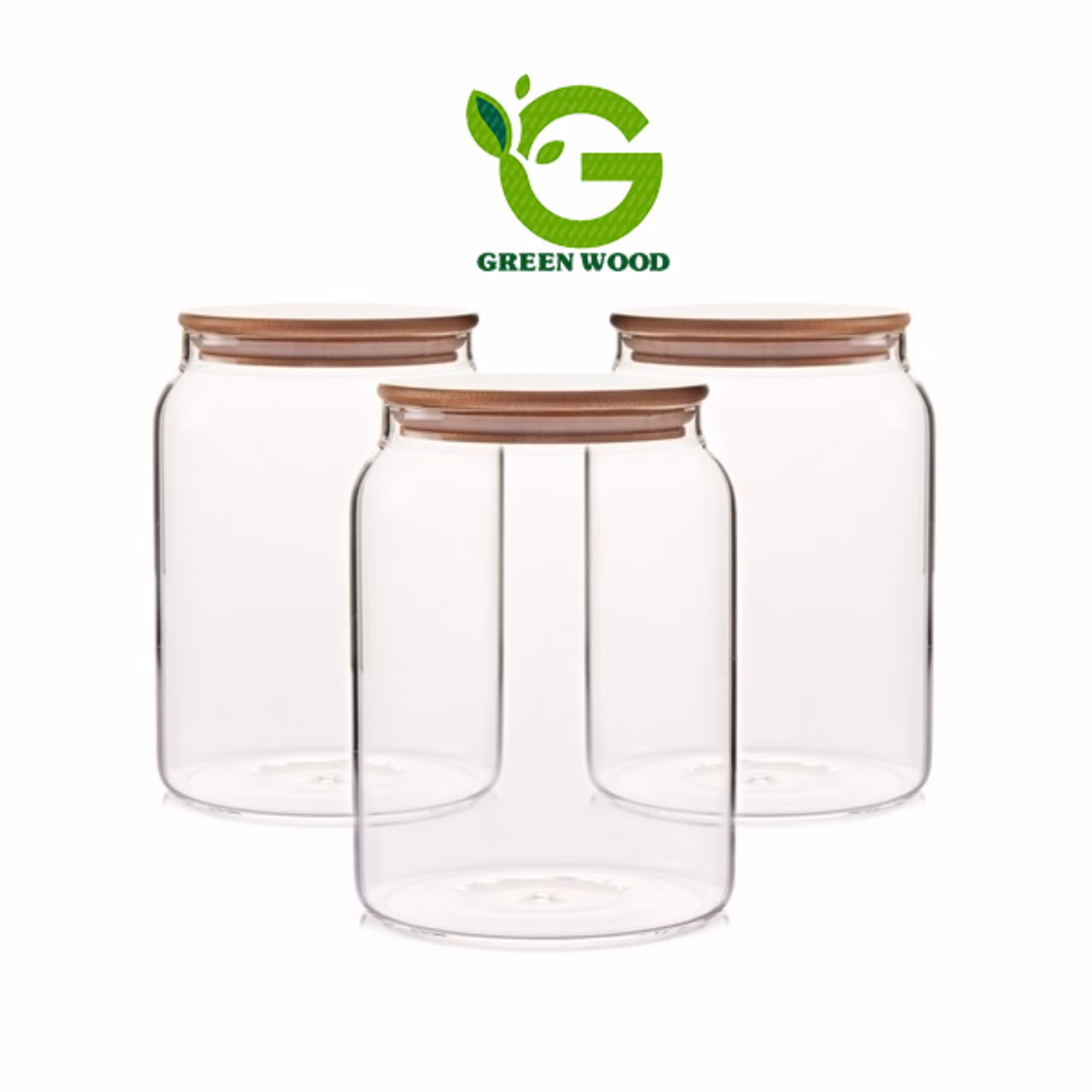 ست بانکه (جا حبوباتی) 3 عددی بامبو شیشه ای پیرکس مدل H15.7 D10 کد Gw90301043