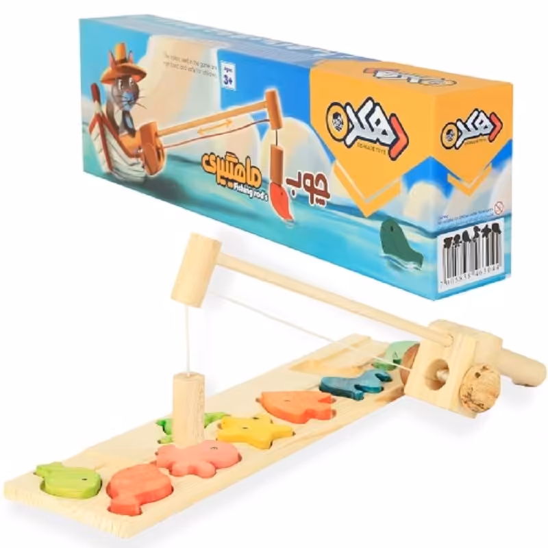 ماهیگیری چوبی دهکده آهنربایی با رنگ گیاهی