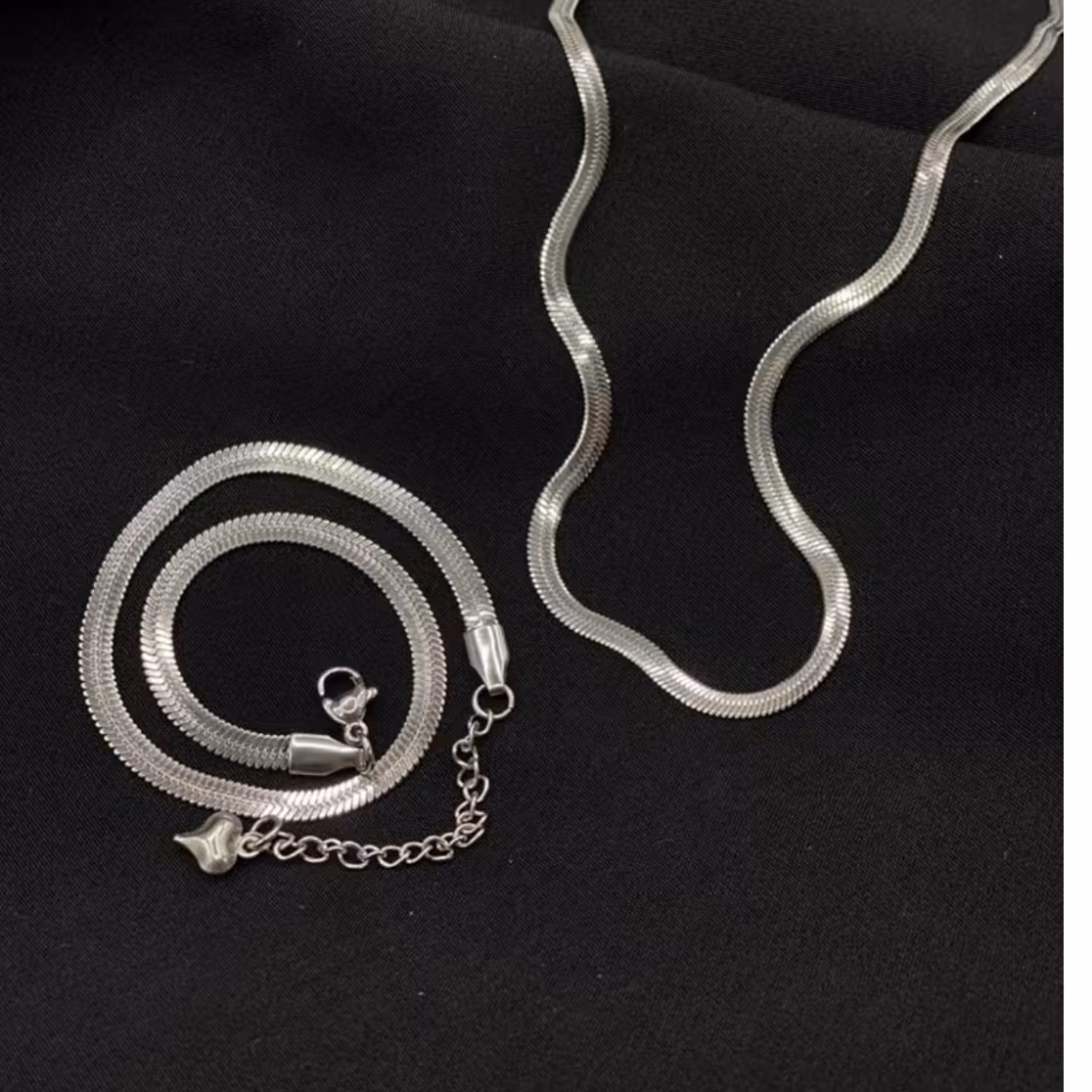 نیم ست گردنبند و دستبند ماری پهن