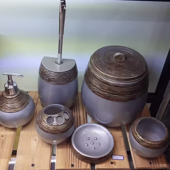 ست سرویس بهداشتی رزین طوسی ( باجاصابونی هدیه )