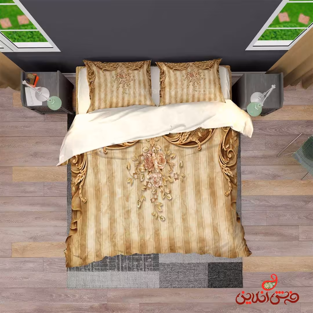 روتختی طرح پرده قهوه ای کد 2855