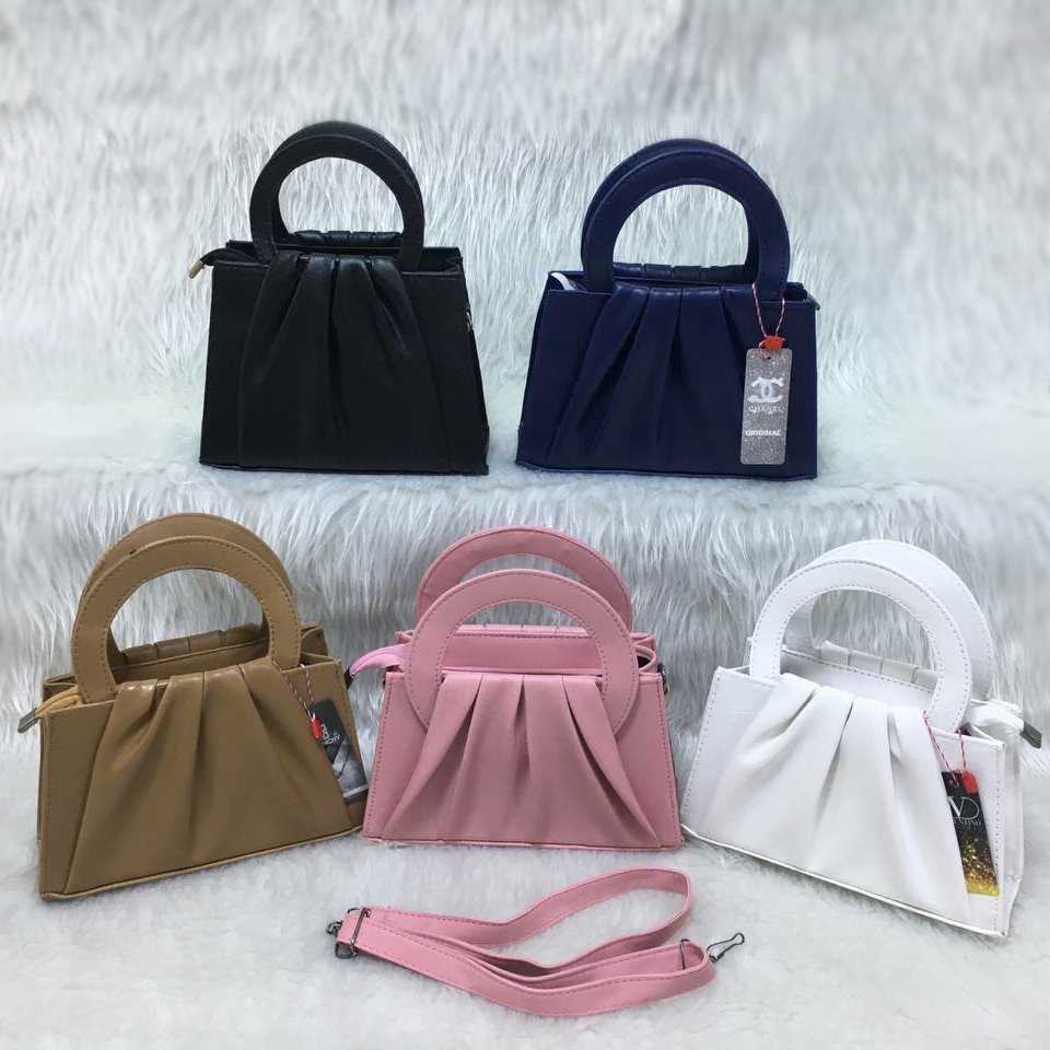 کیف زنانه و دخترانه دسته حلقه ای دو طرف چروک دستی و دوشی