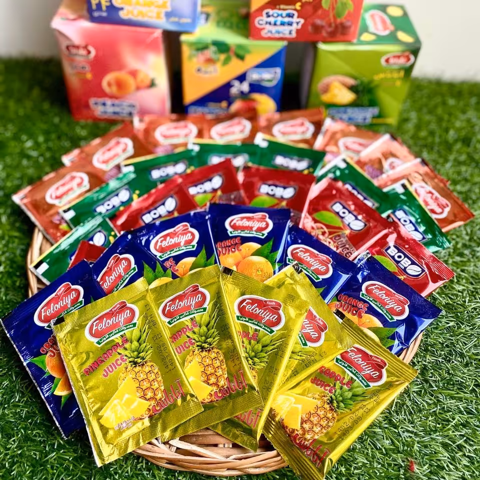 پودر شربت 24 عددی(پرتقال،هلو،آلبالو،آناناس،انبه)