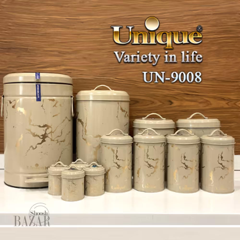 ست 8 4 نسکافه ای ماربل طلایی درب فلزی یونیک کد 9008