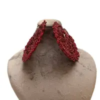گوشواره رزالین قرمز قلاب بافی