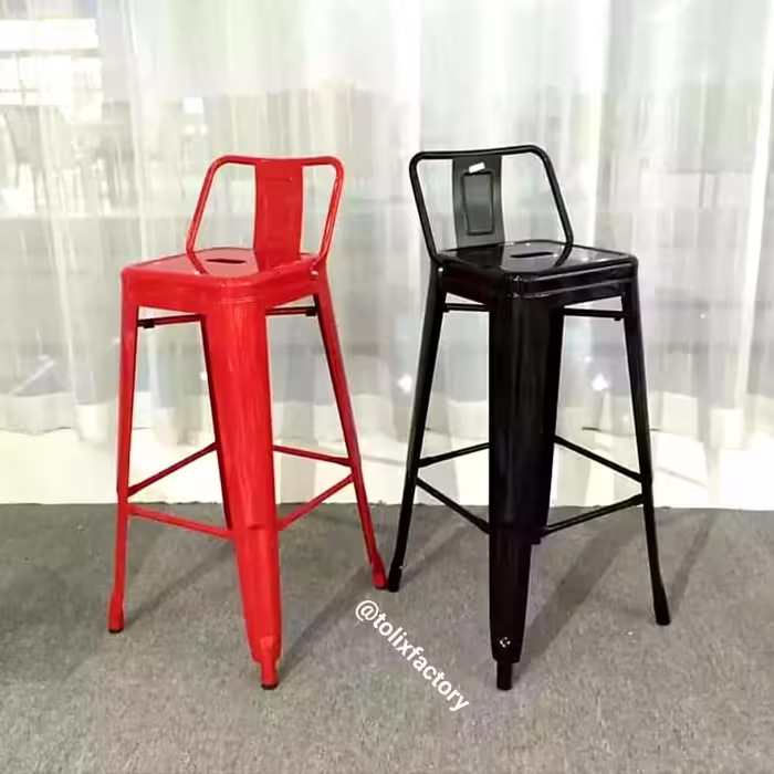 صندلی اپن کانتر  فلزی تولیکس با ارتفاع76 سانتی پشتی دار رنگ مشکی براق  - ارسال به سراسر کشور بصورت پس کرایه