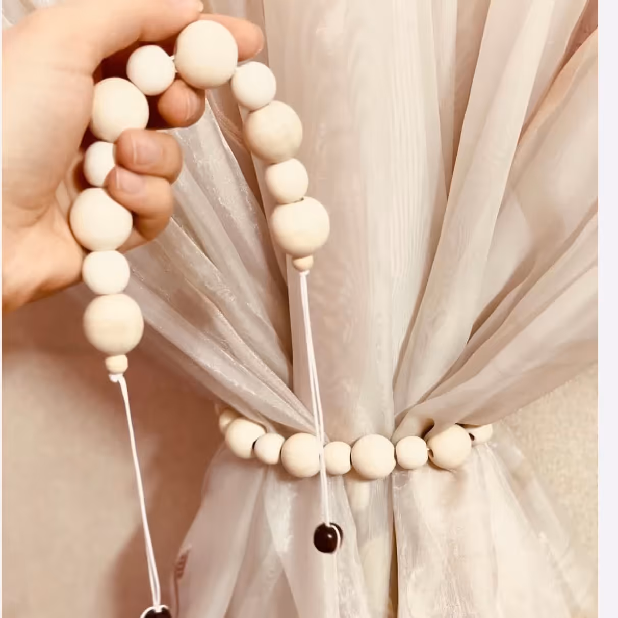 پرده جمع کن مهره چوبی شیک