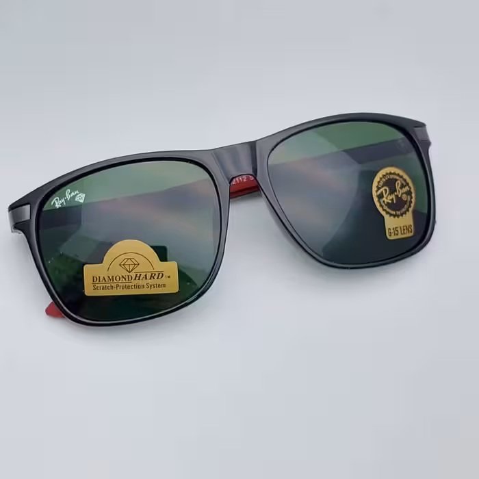 عینک آفتابی مردانه ریبن کائوچویی شیشه سنگ رنگ عدسی سبز ارسال رایگان 