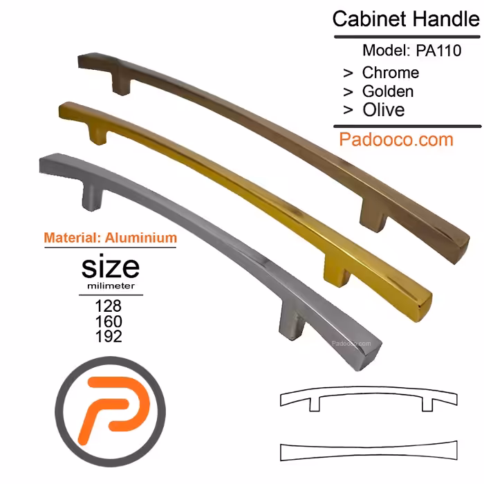 دستگیره کابینت لوکس خمیده مدل PA110