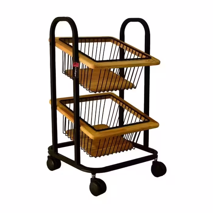 سبد سیب زمینی پیاز 2 طبقه چوبی یونیک 2945