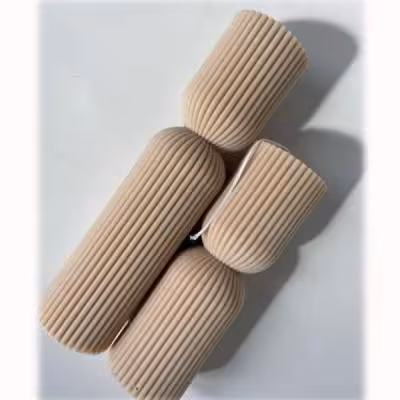 شمع طرح استوانه دو تکه بلند شیار دار 1005