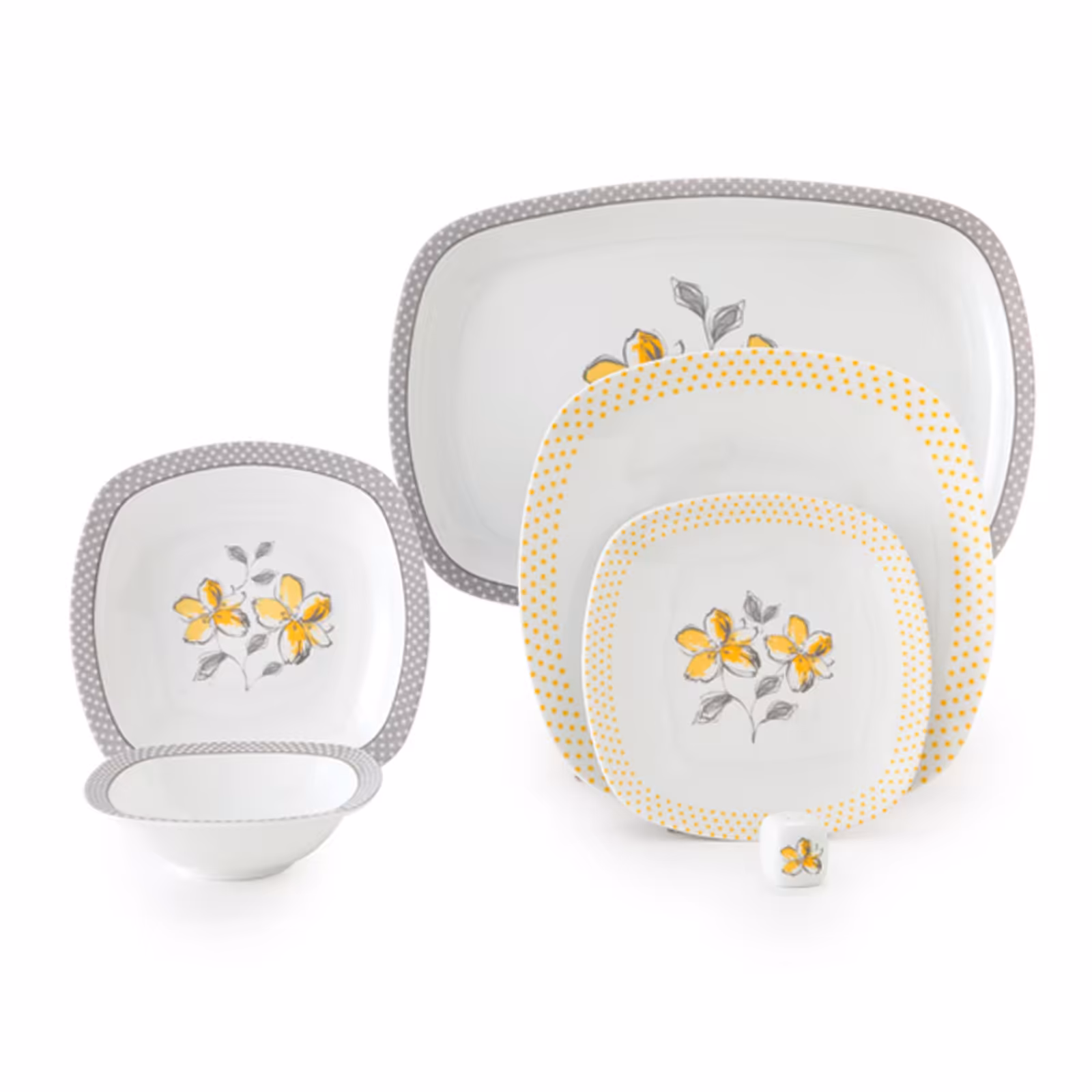 سرویس غذاخوری 27 پارچه چینی زرین مدل والنسیا زرد