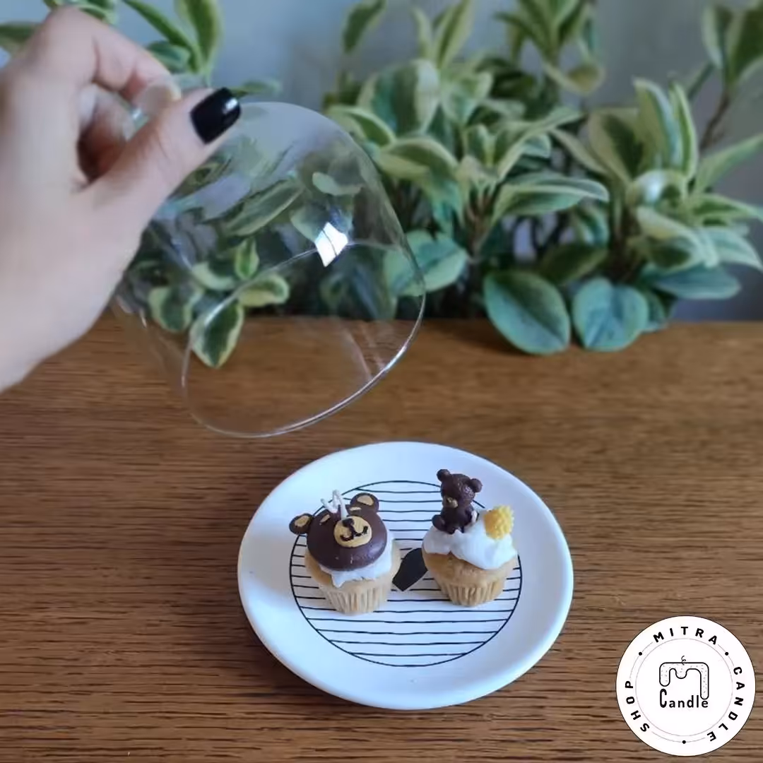 شمع پک مینی کاپ کیک 2تایی خرسی