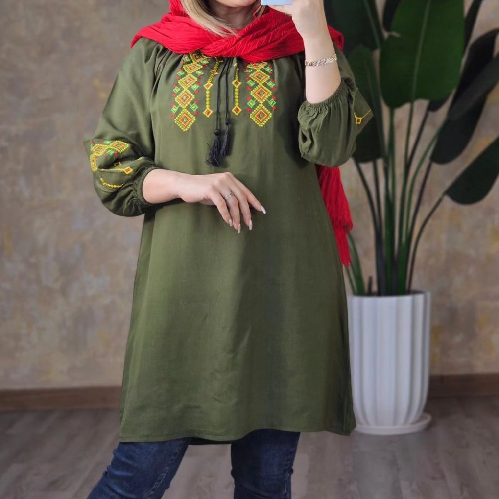 تونیک مانتویی ترنم جنس نخی گلدوزی شده