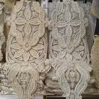 رومیزی سه تیکه ملیله دوزی پرکار مروارید وکریستال خاص وناب تضمین ثبات رنگ و قابل شستشو