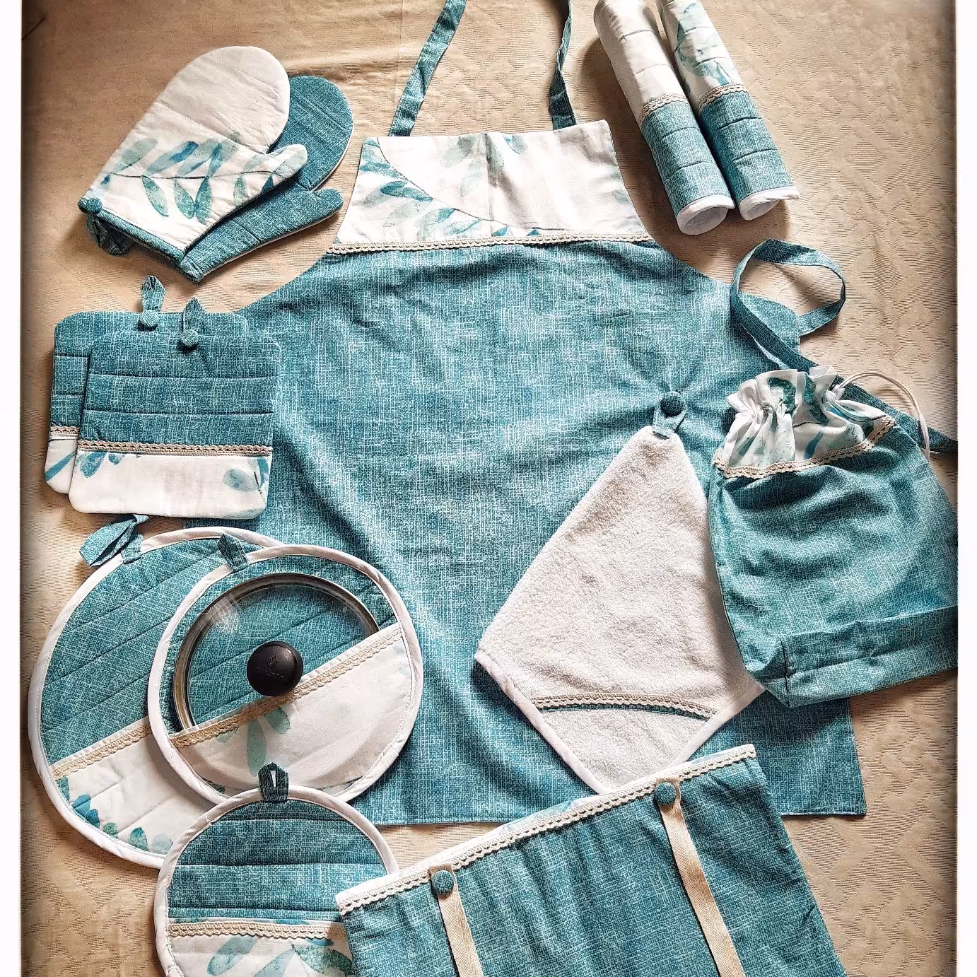 سرویس آشپزخانه  ی 13 تیکه کتان نخ