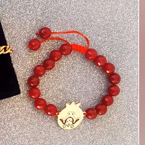 دستبند انار استیل و مهره آبرنگی