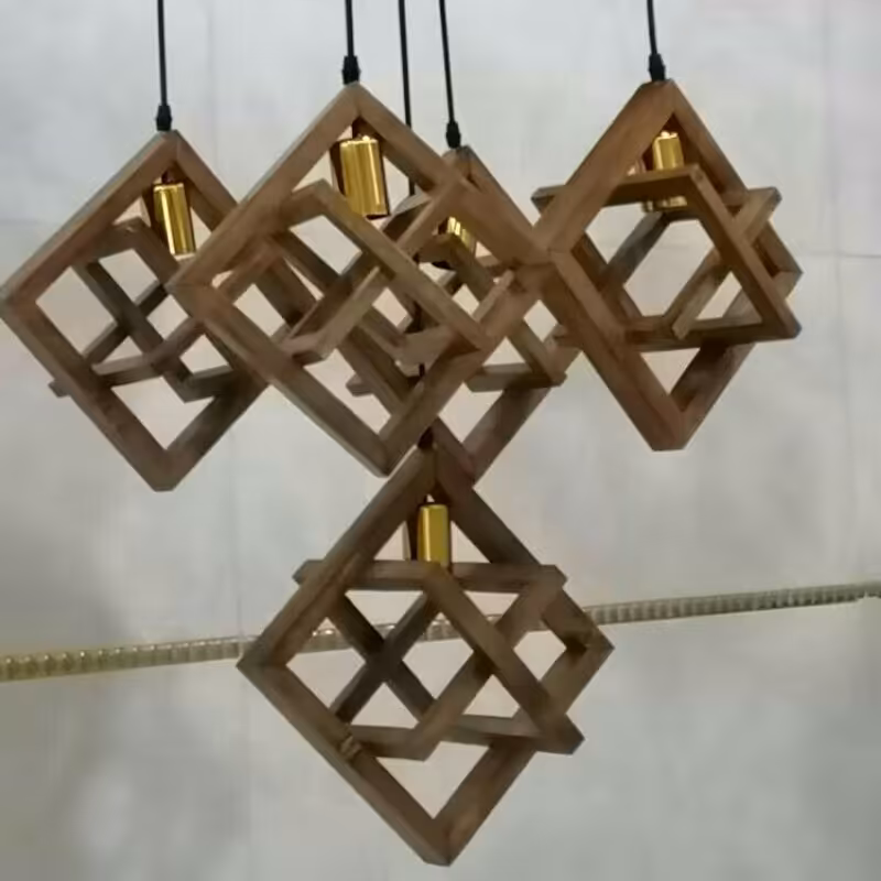 لوستر 5شاخه چوبی ستاره