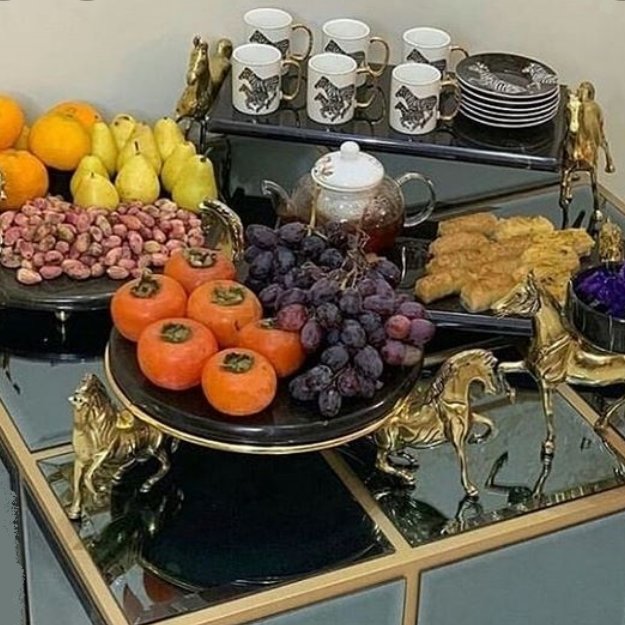 ظروف سنگی ست برنجی طرح اسب و گورن