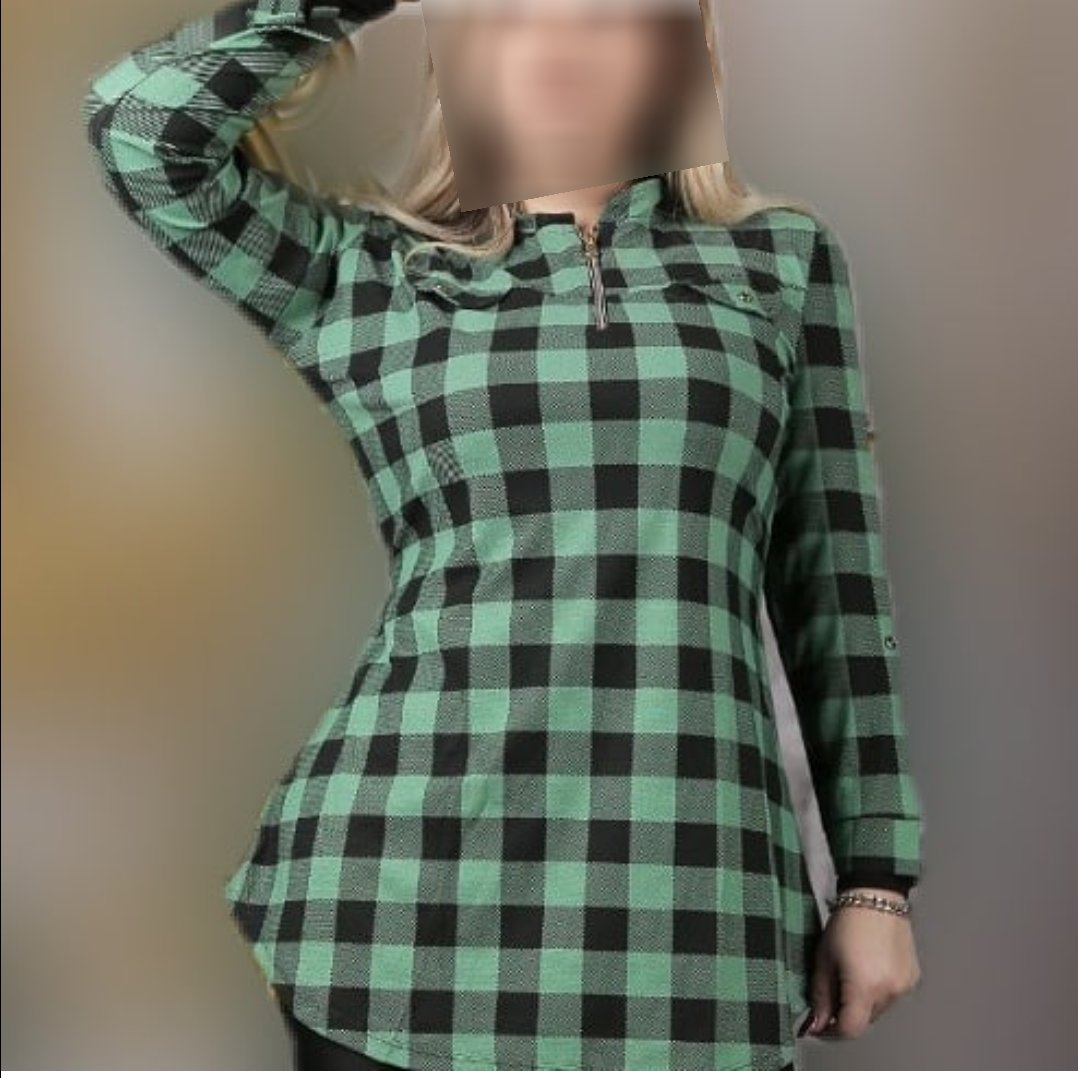 بلوز اسپرت چهارخونه سبز (تونیک) تخفیف عالی