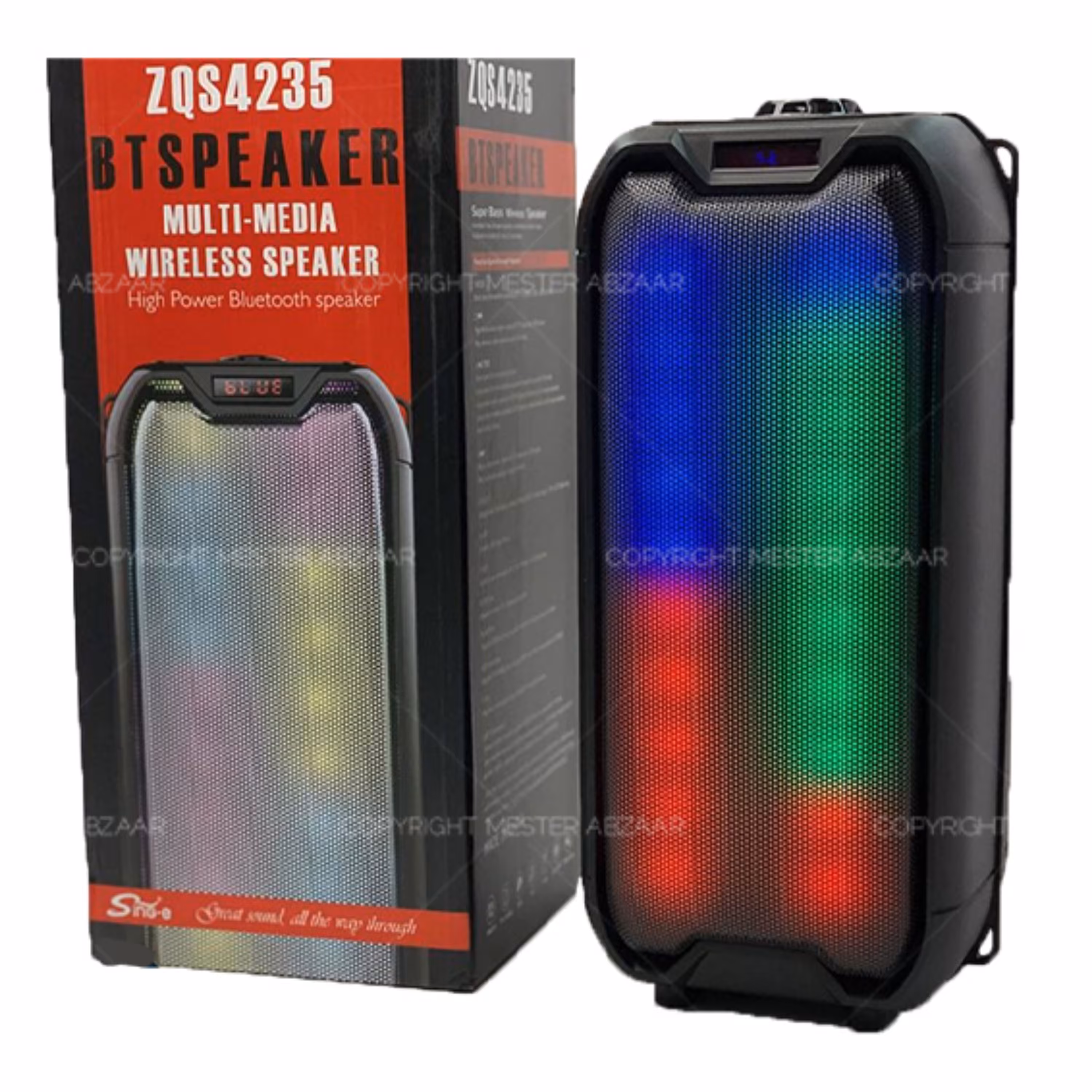 اسپیکر میکروفون دار شارژی بلوتوثی ارسال رایگان AUX USB SD رادیو مدل ZQS4235