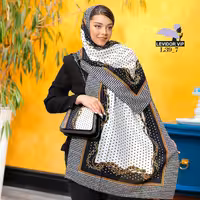 ست کیف وشال مشکی  سفید (توپ توپی) 