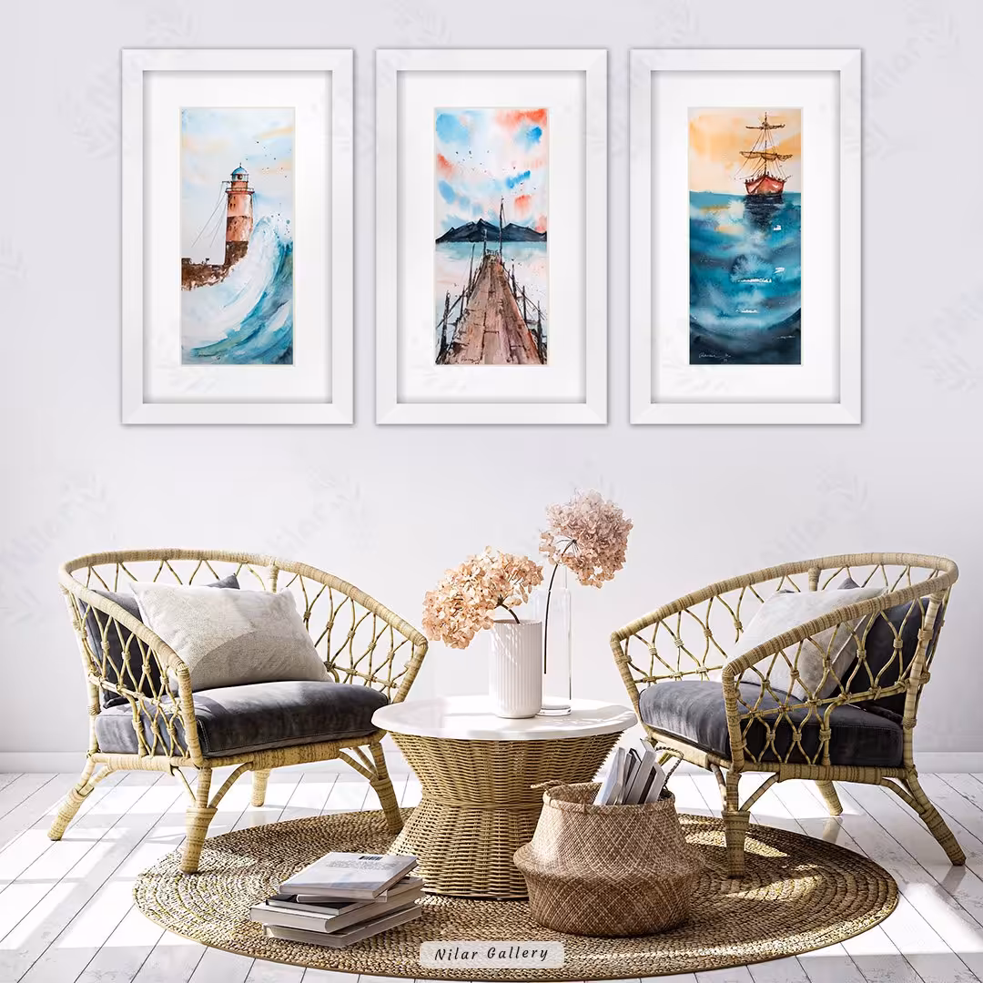 تابلو نقاشی آبرنگ مجموعه دریا