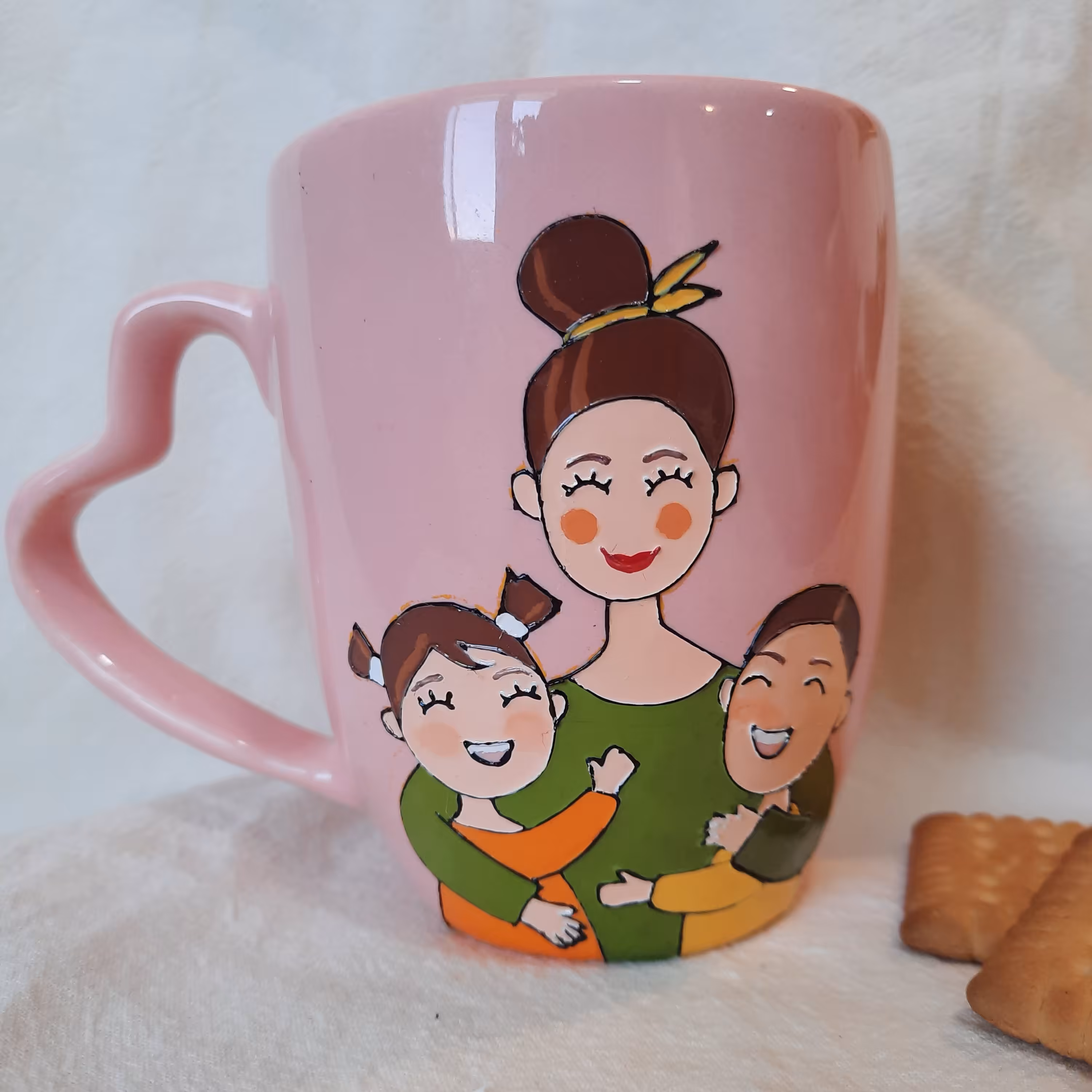 ماگ دسته قلبی   با طرح  و  اسم مامان