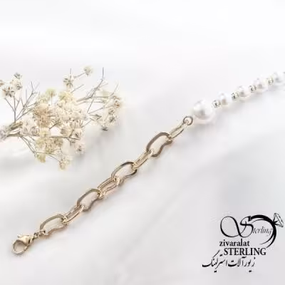 دستبند مرواریدی ژوپینگ طرح طلا کد 17676