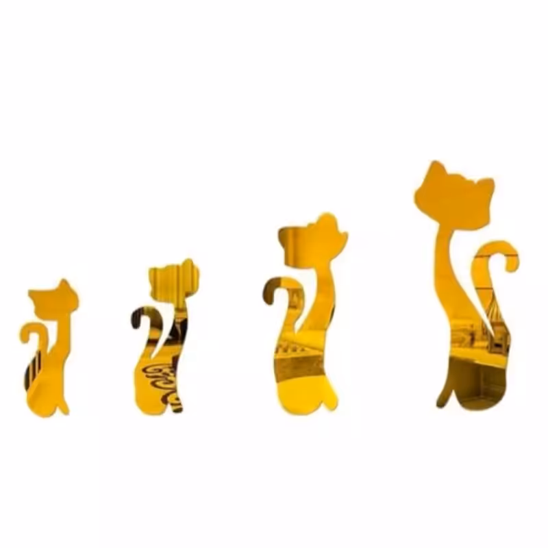 استیکر گربه ،جنس مولتی استایل، در دو رنگ طلایی و نقره ای،سایز گ به ها، 10،15،20 و25 سانت