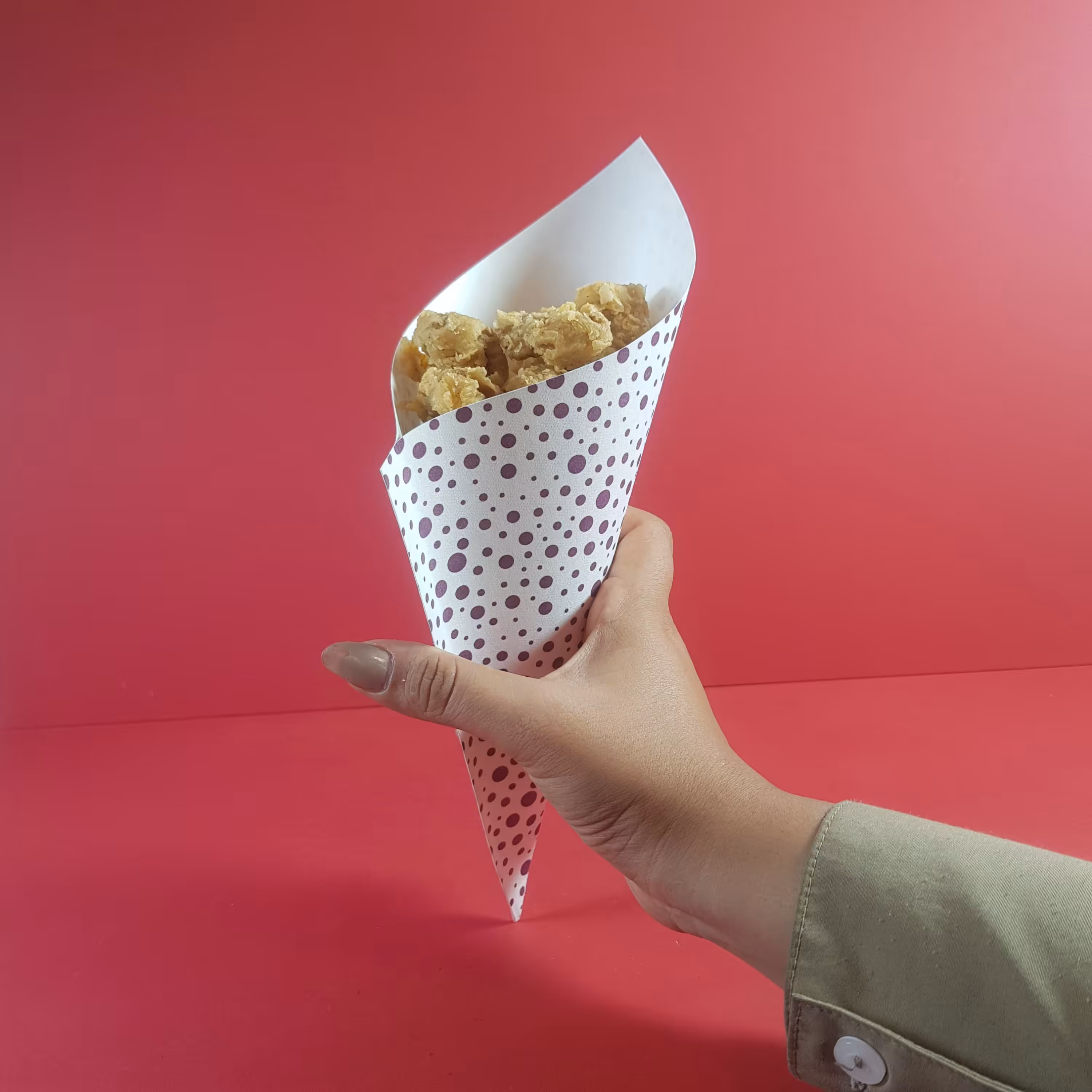 قیف کاغذی قارچ سوخاری سایز15 طرح عمومی  بسته 100 عددی