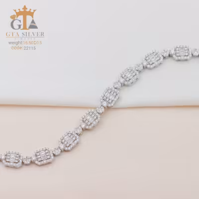 دستبنده نقره زنانه قالب ایتالیایی روکش طلا سفید کد 22115