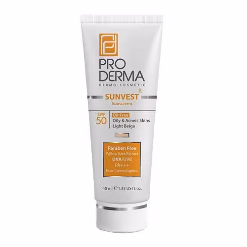 کرم ضد آفتاب پرودرما بژ روشن فاقد چربی با SPF50