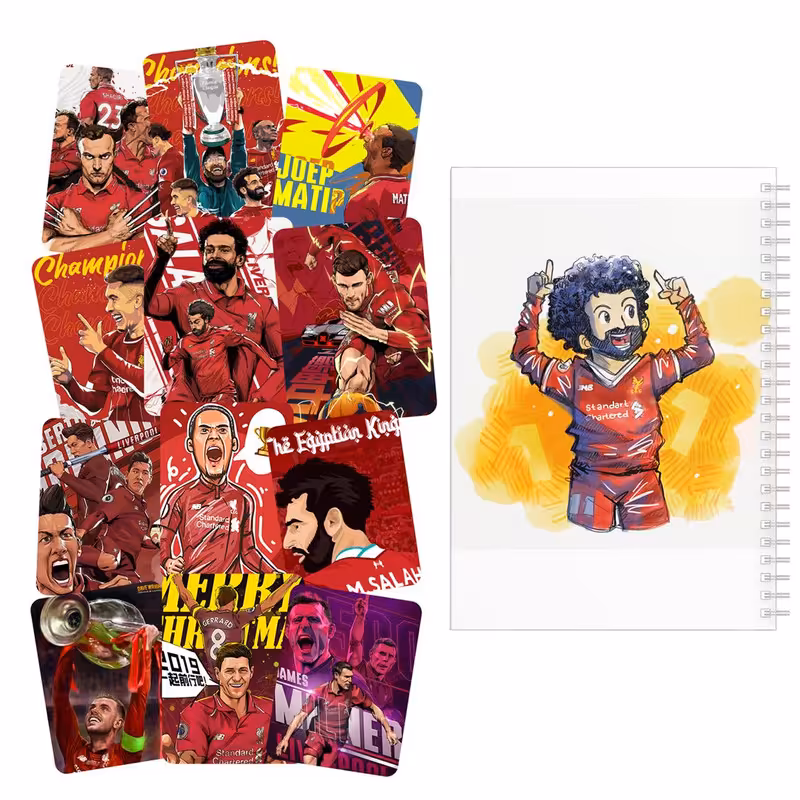 دفتر یادداشت  باژیکان طرح فوتبالی لیورپول کد 20111627 به همراه برچسب مجموعه 12 عددی