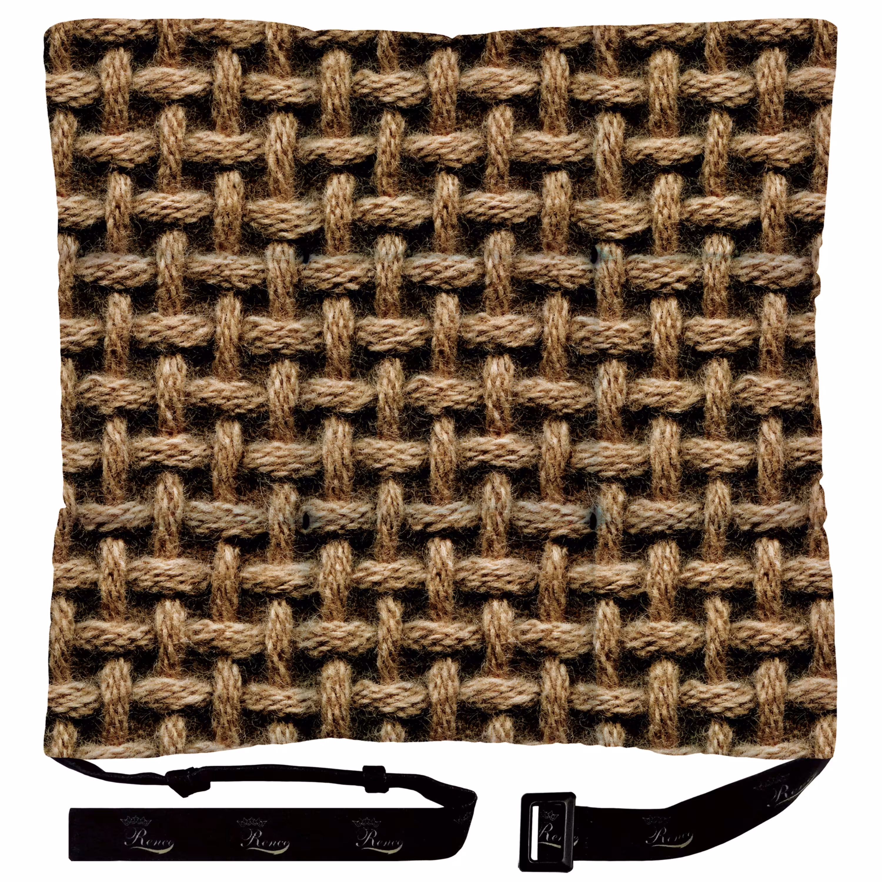 بالش و تشک صندلی مربع پارچه مخمل دو رو چاپ طرح طناب سایز 38 در 38 مدل M1-539 شرکت رنس