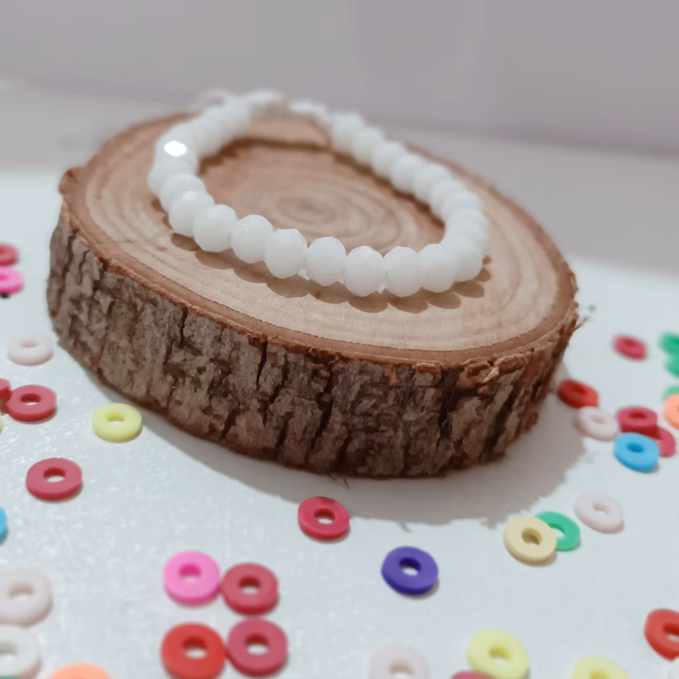 دستبند مروارید سفید طرح الماس