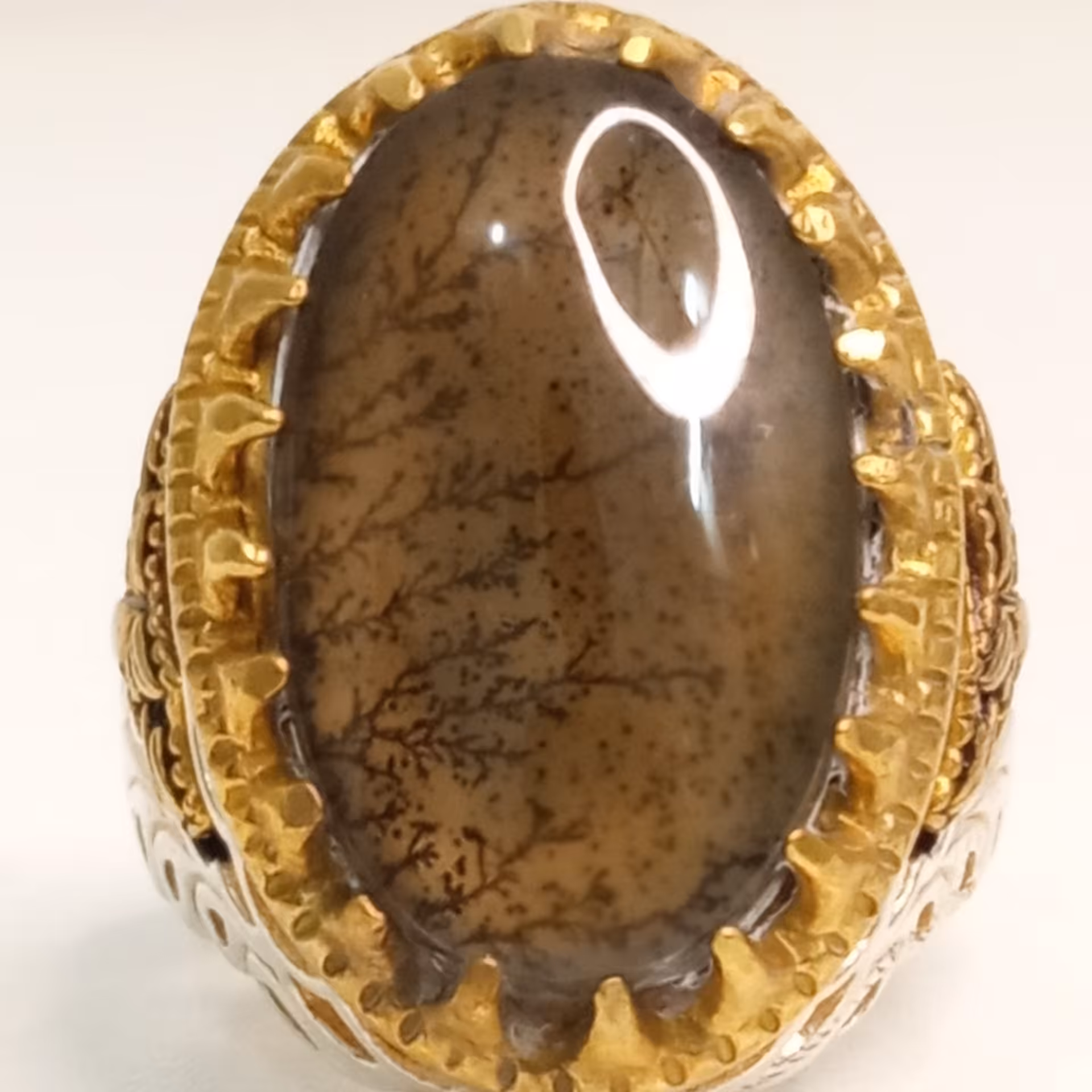 انگشتر مردانه عقیق شجر جزع بسیار زیبا رکاب نقره عیار 925