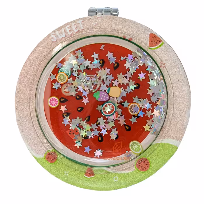 آینه گرد جیبی (آرایشی) فانتزی طرح برجسته هندوانه 055