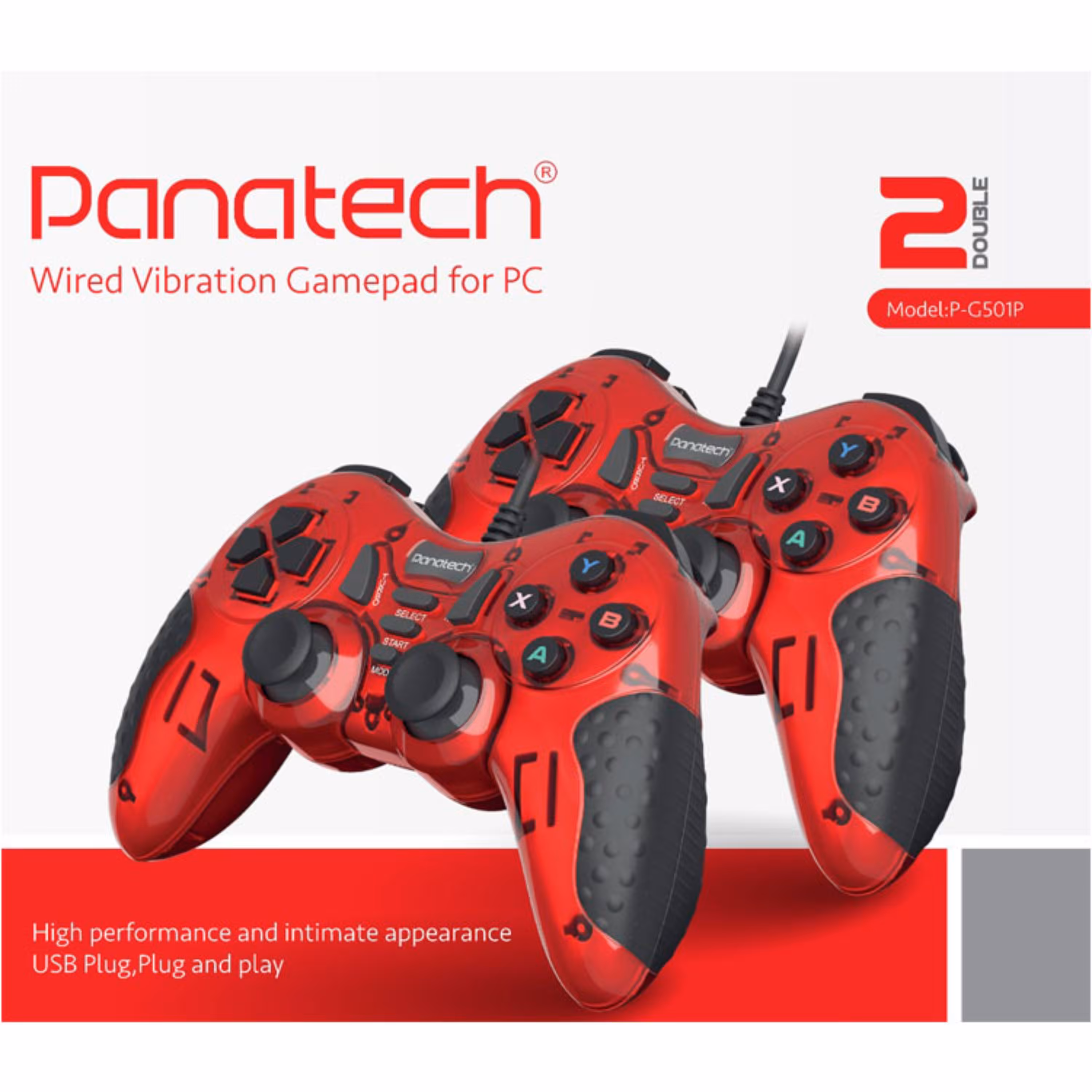 دسته بازی دوبل شوکدار حرفه ای Panatech مدل 501 قرمز