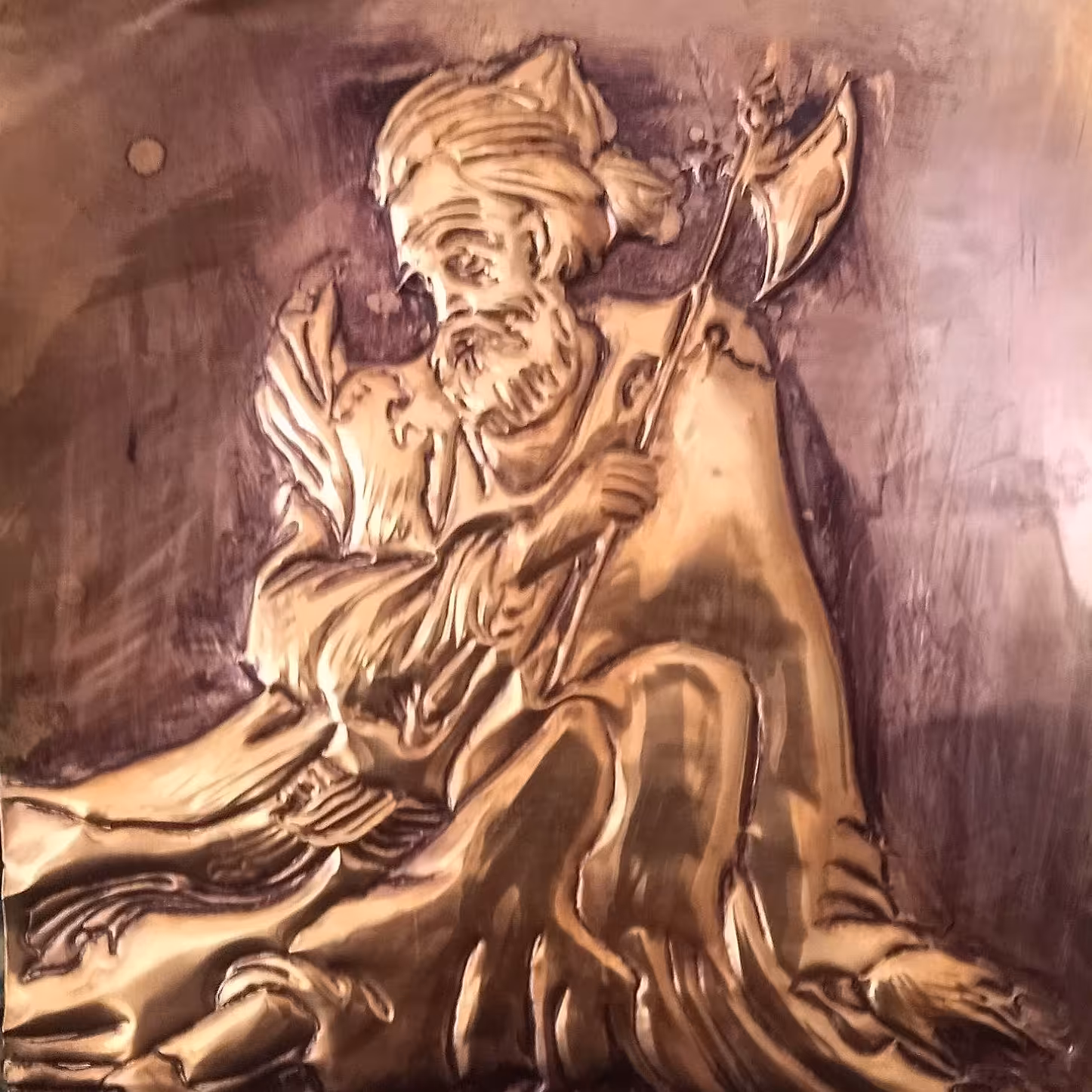 تابلوی برجسته کاری  مسی( درویش تنها)