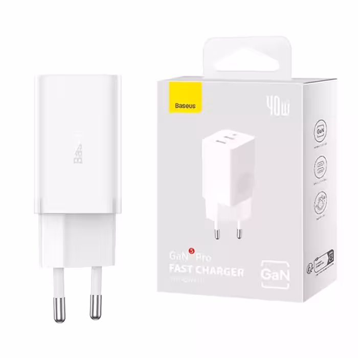 آداپتور شارژر دیواری مدل Baseus GaN5 Pro Fast Charger C C 40W CCGP180102