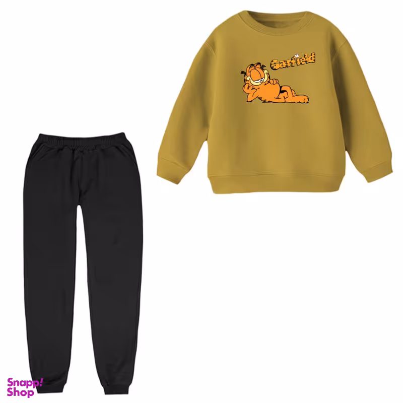 ست سویشرت و شلوار مدل گارفیلد رنگ نسکافه ای