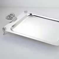 سینی مستطیل نگار استیل دسته تاج ابعاد 32 در 46