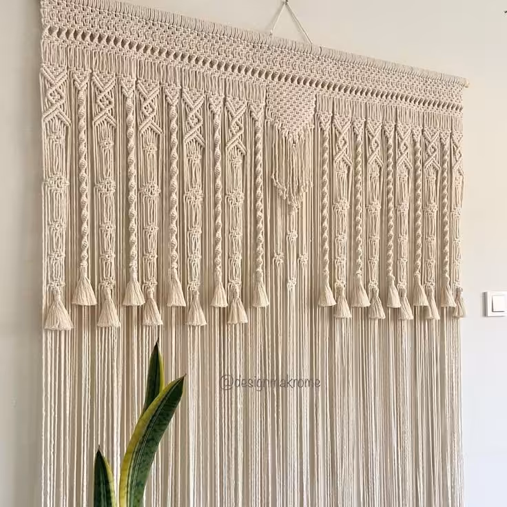 پرده مکرومه مدل الماس