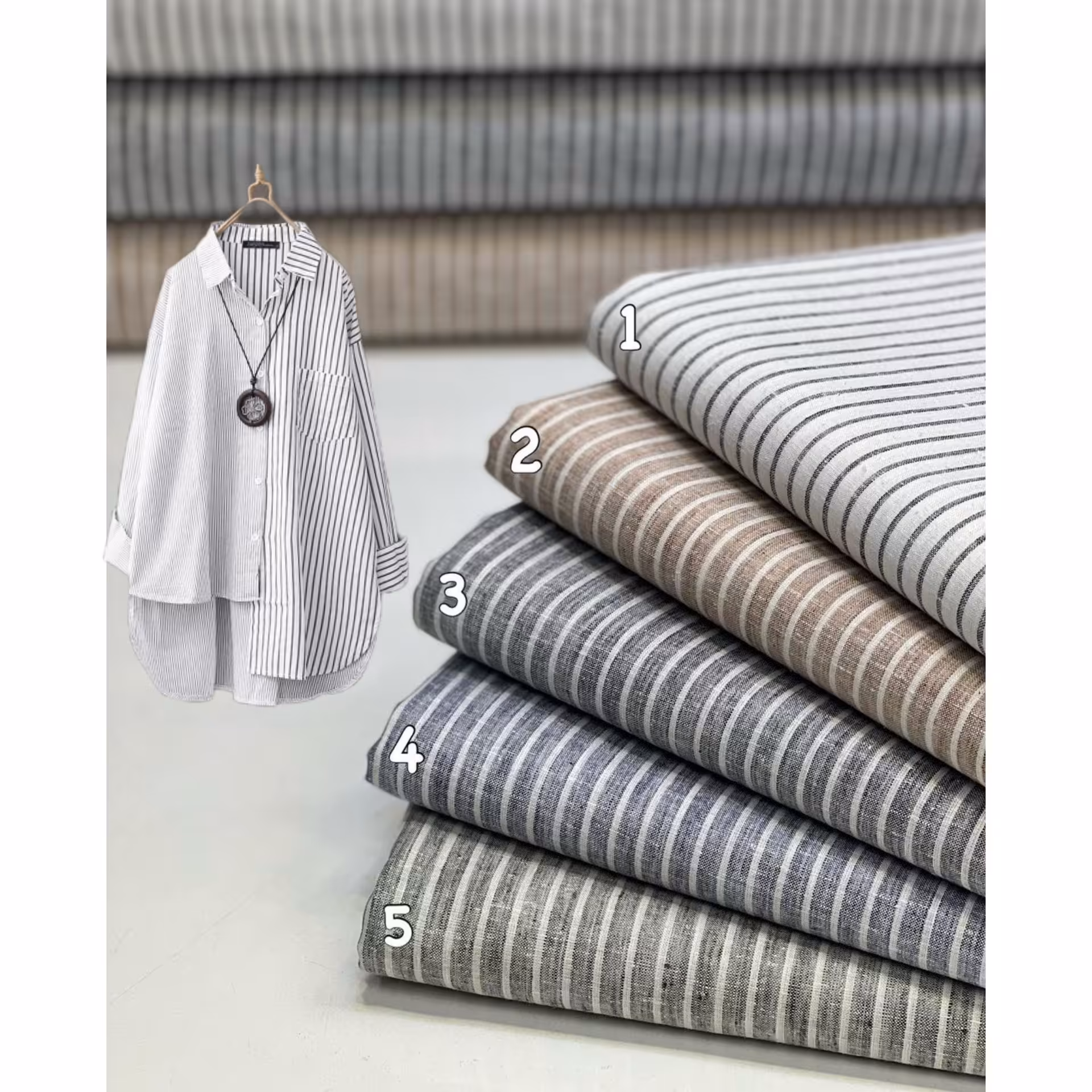 لینن راه راه بدون آبرفت وچروک تابستانه وخنک مناسب انواع لباسهای زنانه ودخترانه