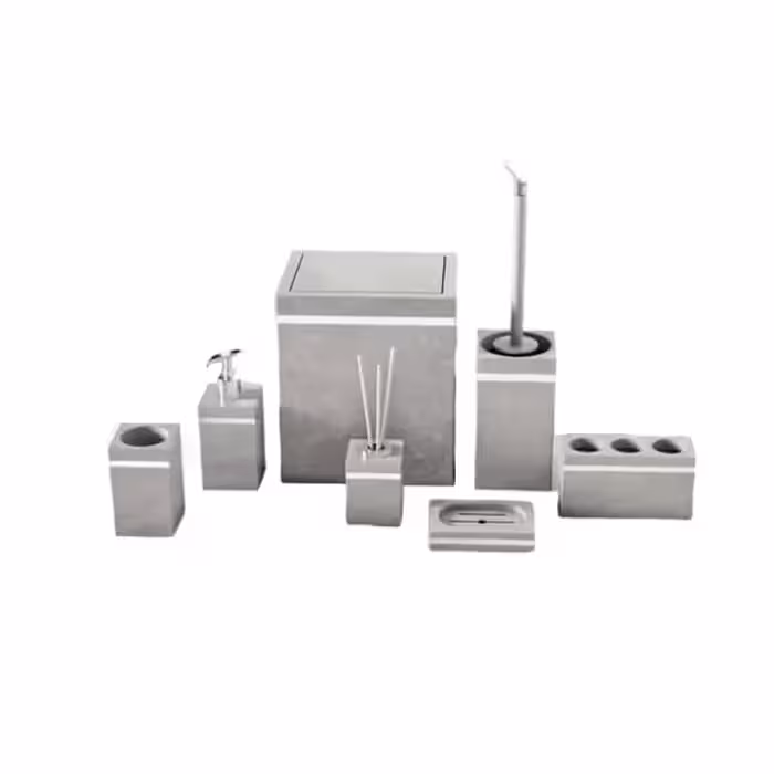 ست بهداشتی 7 پارچه رویا طرح بتن طوسی_کروم هارمونی