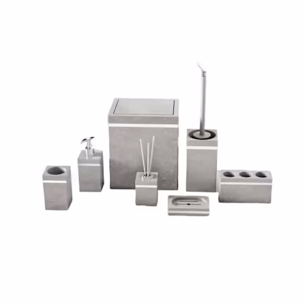 ست بهداشتی 7 پارچه رویا طرح بتن طوسی_کروم هارمونی