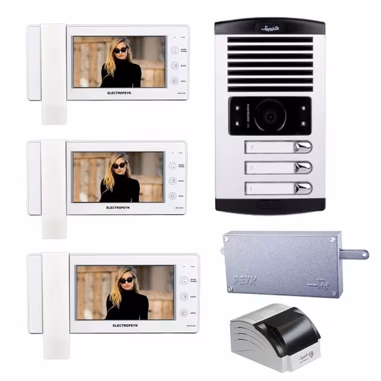 آیفون تصویری الکتروپیک . پک کامل  3  واحدی . مدل 1294 با پنل 1086